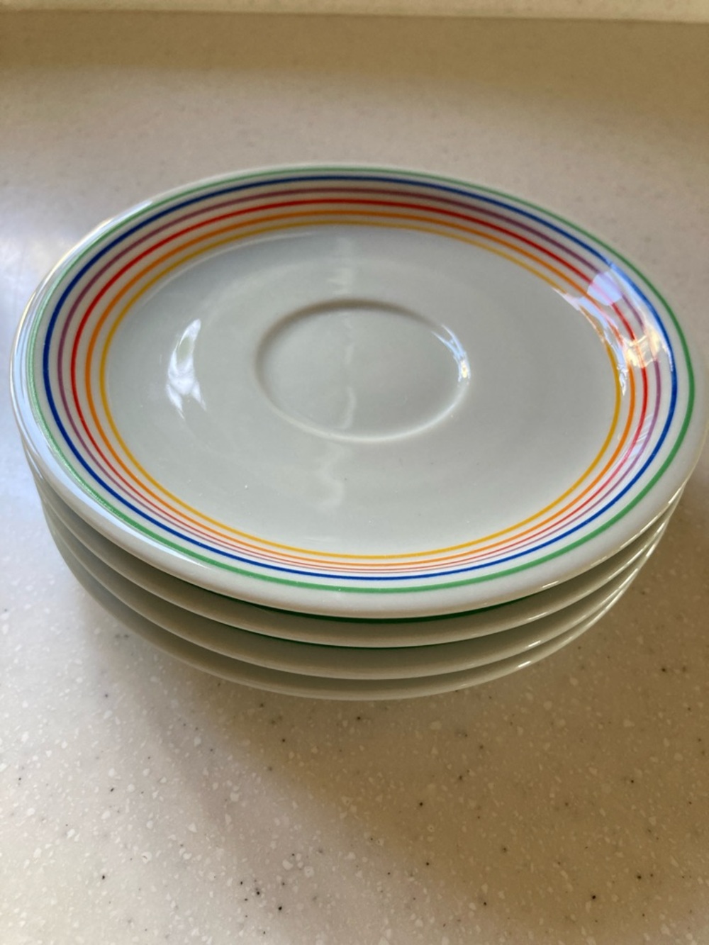 Vintage Vista Alegre 1980’s Saucers Multi-Color Striped Harmony Block  Portugal